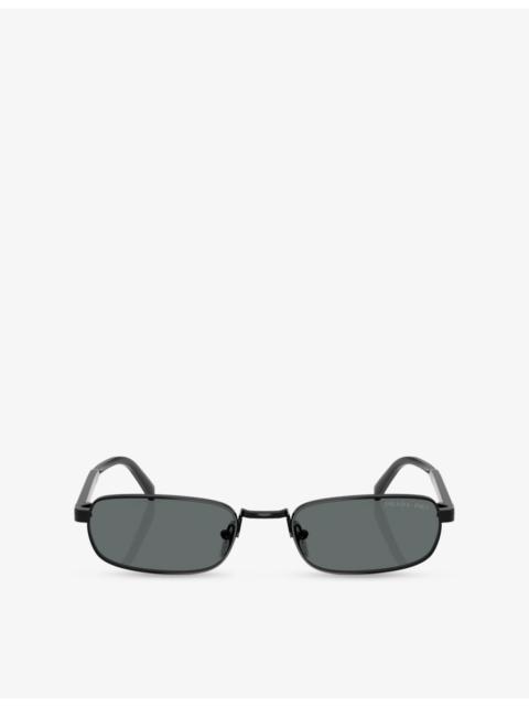 Prada PR B54S Rectangle-Frame Metal Sunglasses