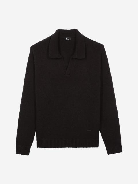 The Kooples BLACK WOOL TUNISIAN COLLAR SWEATER