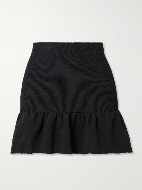 Hunza G Convertible Ruffled Original Crinkle And Seersucker Mini Skirt