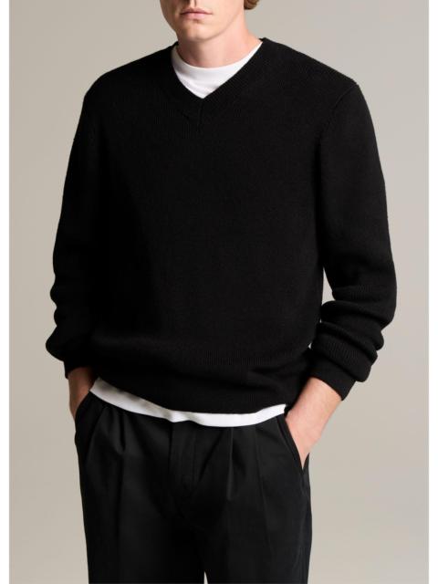 Vince Ribbed Italian Cotton-Blend V-Neck Sweater