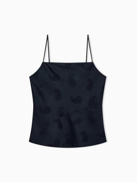 EMPORIO ARMANI SATIN JACQUARD PAISLEY ALL-OVER TOP BOTEH CAPSULE