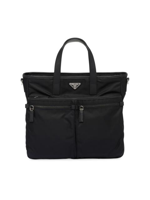 Prada Men's Re-Nylon and Saffiano Leather Tote Bag - Black
