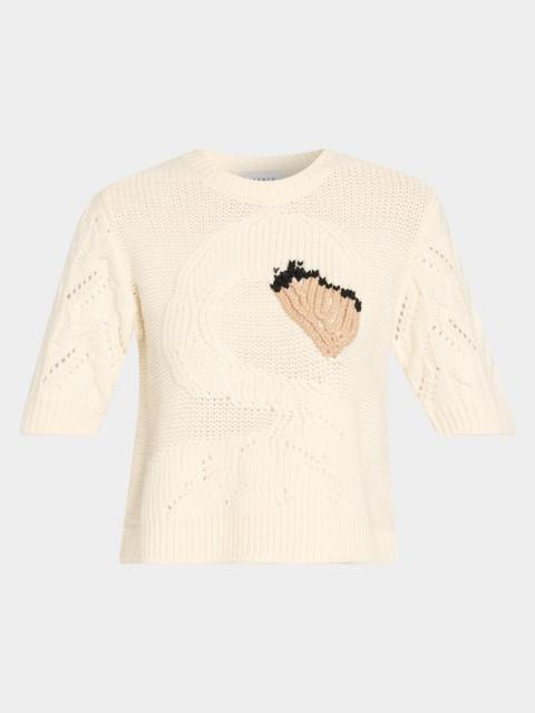 TANYA TAYLOR Baxter Swan Intarsia Elbow-Sleeve Sweater