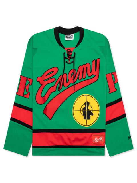 SAINT M×××××× SAINT MICHAEL X PUBLIC ENEMY SAINT ENEMY GAME SHIRT - GREEN