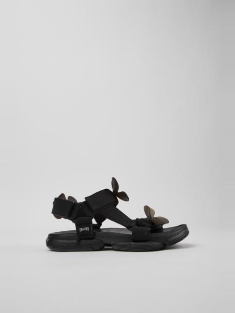 CAMPER Karst Sandal Black Textile Sandals for Women.