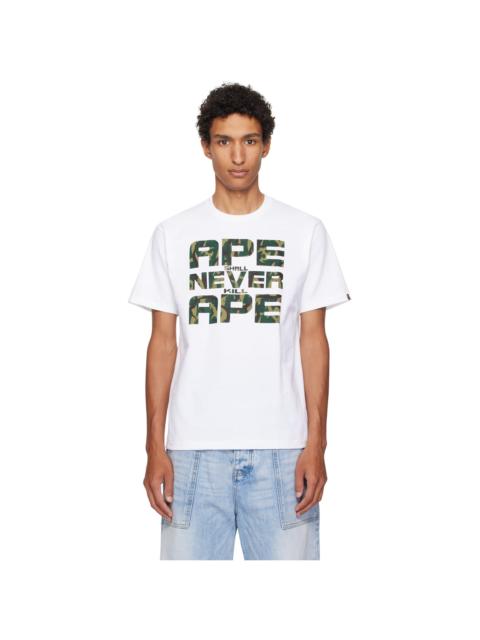 A BATHING APE® White Trial Camo 'ASNKA' T-shirt