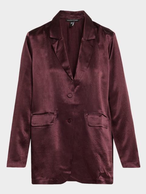 EILEEN FISHER Single-Breasted Textured Satin Blazer