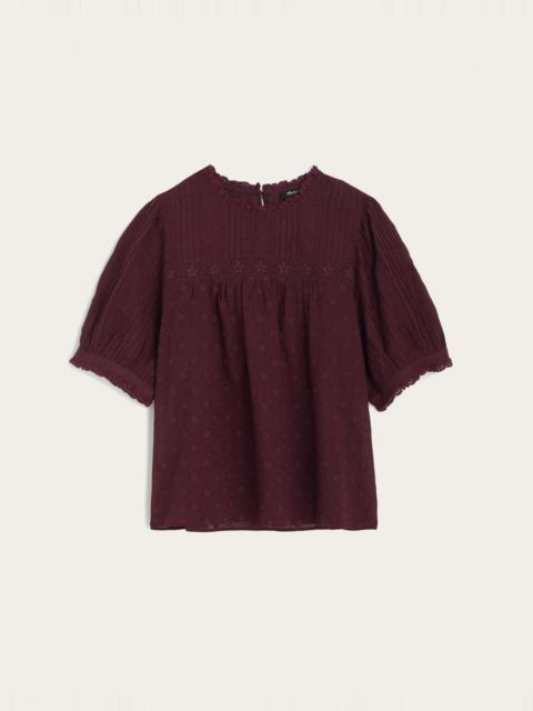 Madewell Embroidered Pintuck Crewneck Top