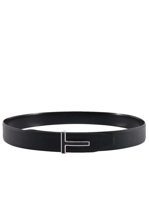 TOM FORD TOM FORD Adjustable T Logo Belt Black/Silver