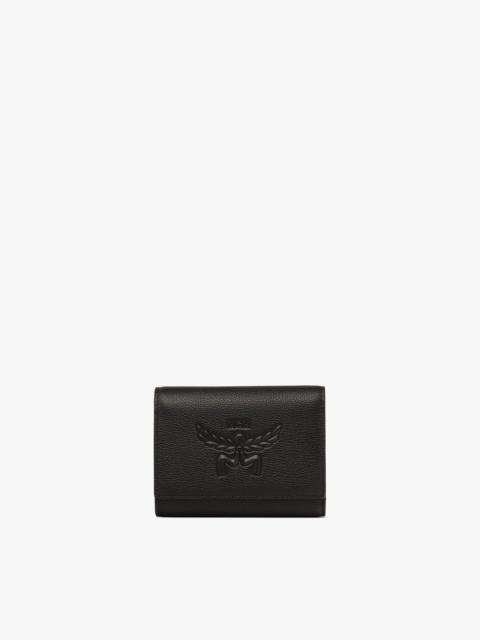 MCM Himmel Trifold Wallet in Embossed Logo Leather