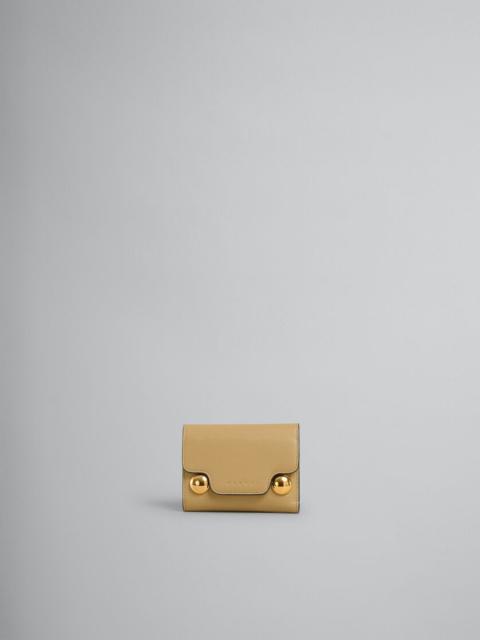 Marni BEIGE LEATHER TRUNKAROO TRIFOLD WALLET
