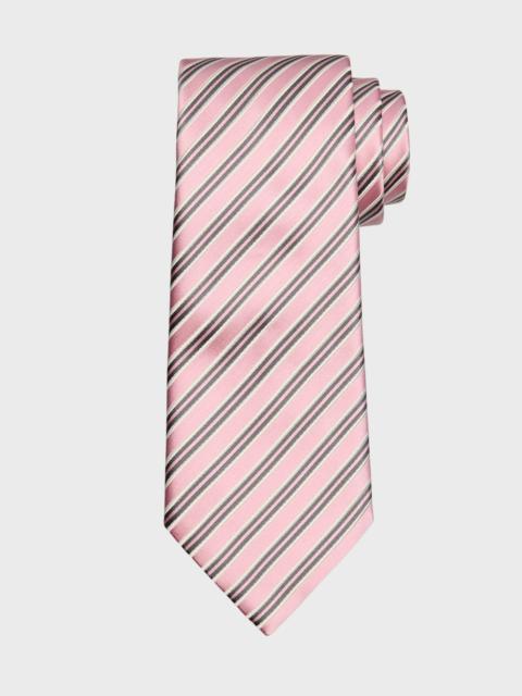 Men's Mulberry Silk and Cotton Stripe Tie