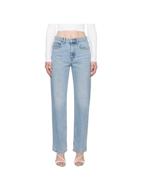 Blue EZ Mid-Rise Straight-Leg Jeans