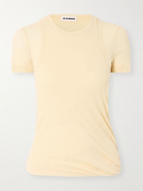 Jil Sander Layered cotton-crepe T-shirt Beige
