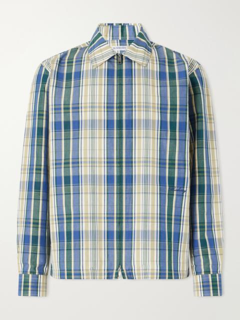 Burberry Logo-Embroidered Checked Cotton and Linen-Blend Jacket
