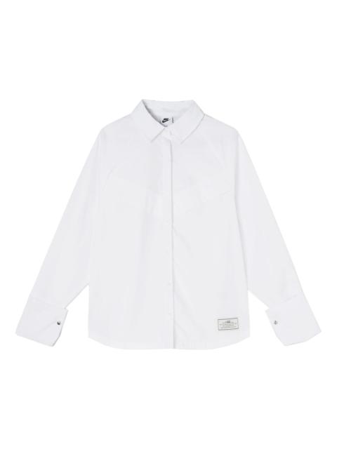 Nike (WMNS) Nike Nsw Icn Clsh Wvn Ls Top Casual Sports Breathable Long Sleeves Autumn White Shirt DD5051-