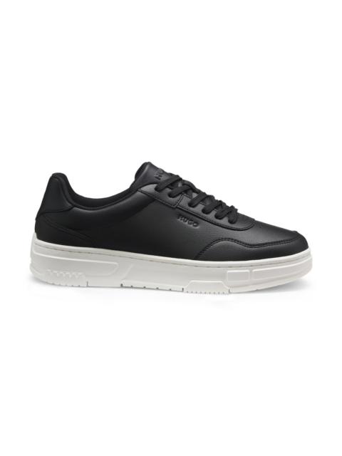 HUGO FAUX-LEATHER TRAINERS WITH ZIGZAG DETAILING