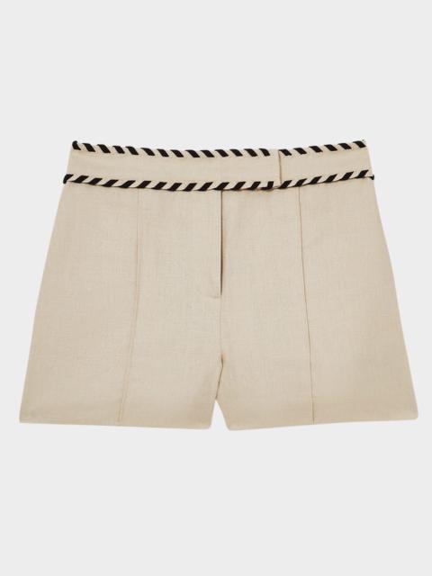 REISS Fawn Whipstitch Linen Shorts