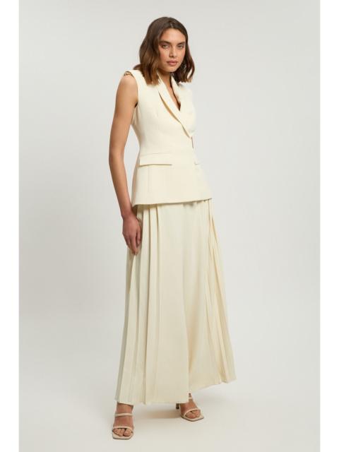 KAREN MILLEN Tailored Crepe Asymmetric Pleat Wide Leg Jumpsuit