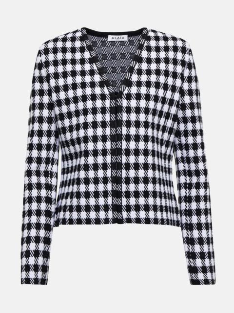 Alaïa Houndstooth knitted cardigan