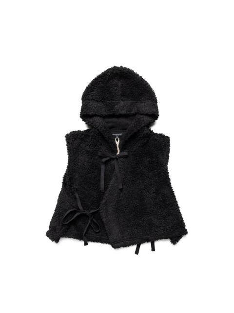 Hooded Knit Vest Polyester Shearling - Black