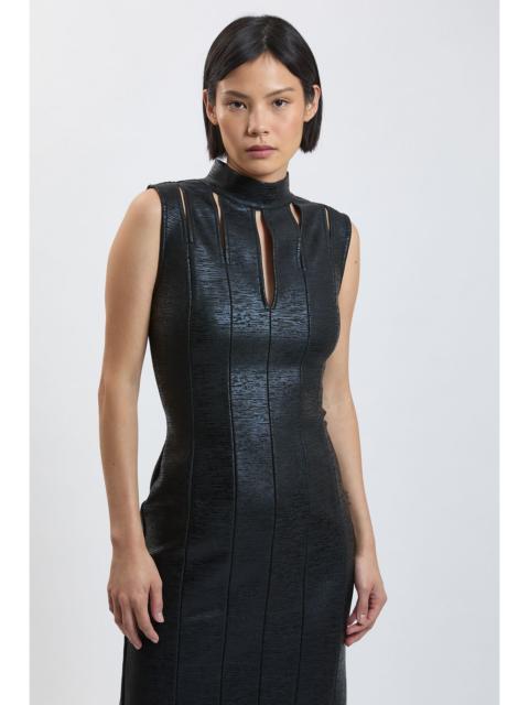 KAREN MILLEN Petite Foil Bandage Figure Form Cut-Out Midi Dress