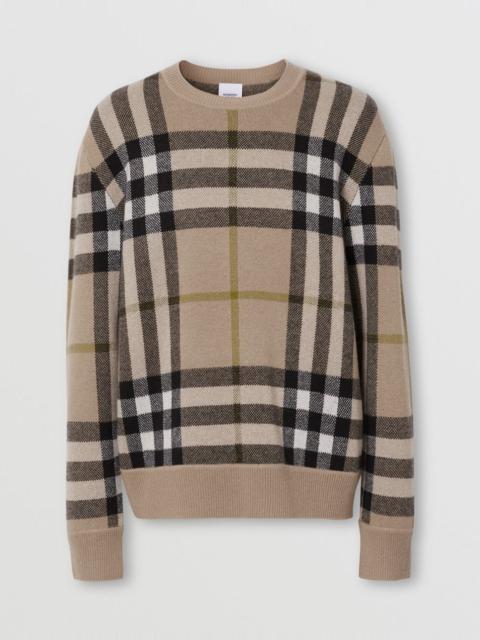 Burberry Check Cashmere Jacquard Sweater