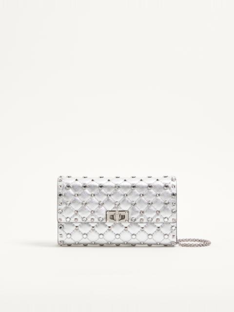 Valentino VALENTINO GARAVANI ROCKSTUD SPIKE SHOULDER BAG IN LAMINATED NAPPA LEATHER WITH CABOCHON STONES