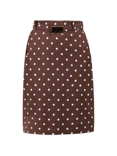 ROWEN ROSE polka-dots belted midi skirt