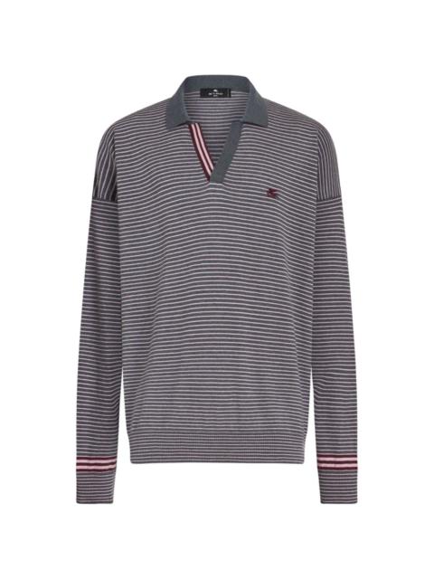 logo-embroidered striped polo shirt