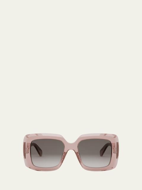 CELINE Bold Three-Dot Acetate Square Sunglasses