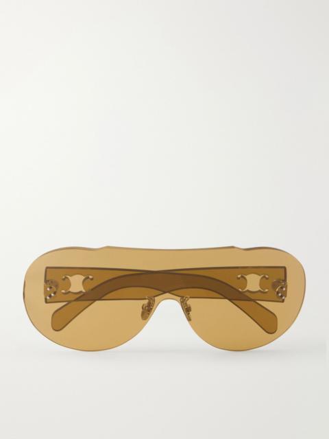 CELINE Sundown Shade aviator-style rimless sunglasses Beige
