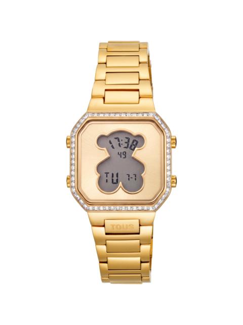 TOUS Digital watch with gold-colored steel bracelet and cubic zirconias TOUS D-BEAR MINI