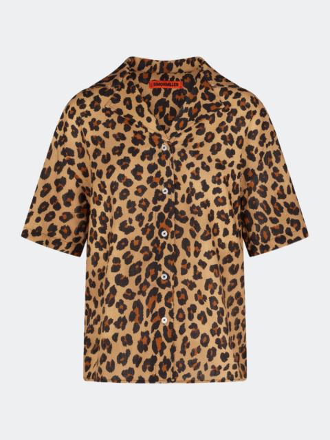 SIMONMILLER Bia Linen Camp Shirt in Cheetah