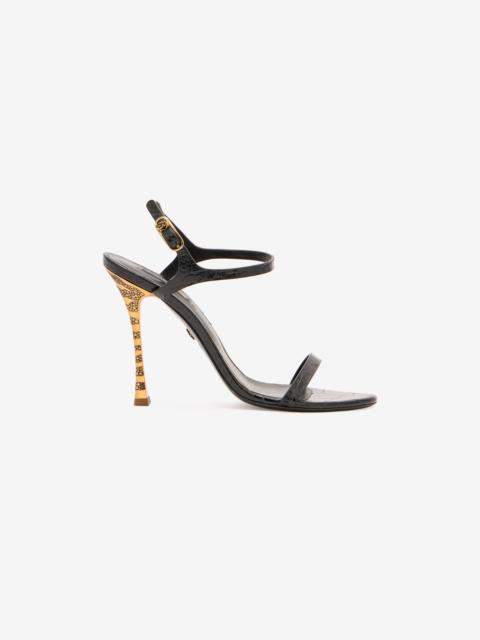 Crocodile-Effect Slingback Sandals
