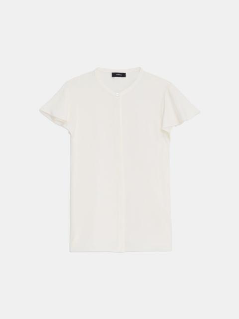 Ruffle Sleeve Top in Silk Georgette