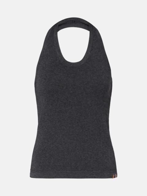 extreme cashmere Jerry halterneck cotton and cashmere top