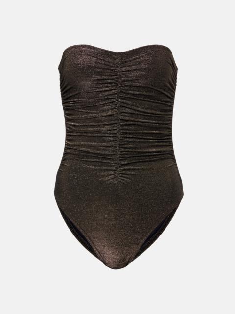 KARLA COLLETTO Helena ruched lamé swimsuit