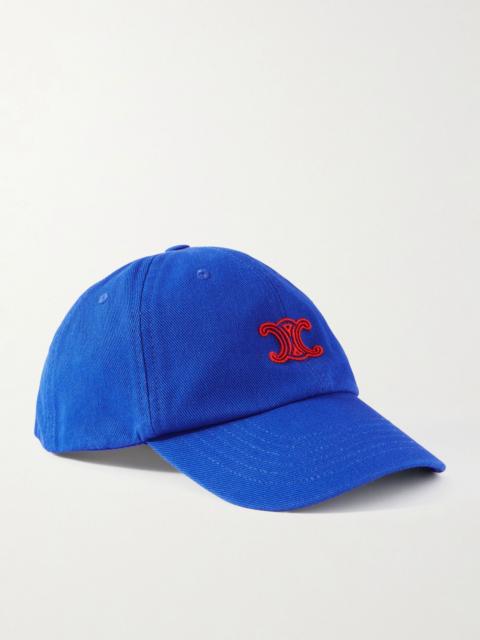 CELINE Vivienne Logo-Embroidered Cotton-Twill Baseball Cap Blue