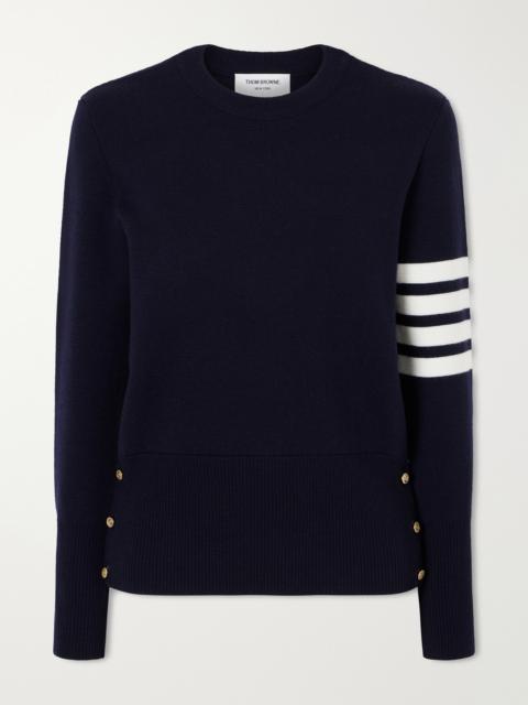 Thom Browne Grosgrain-trimmed Striped Wool Sweater
