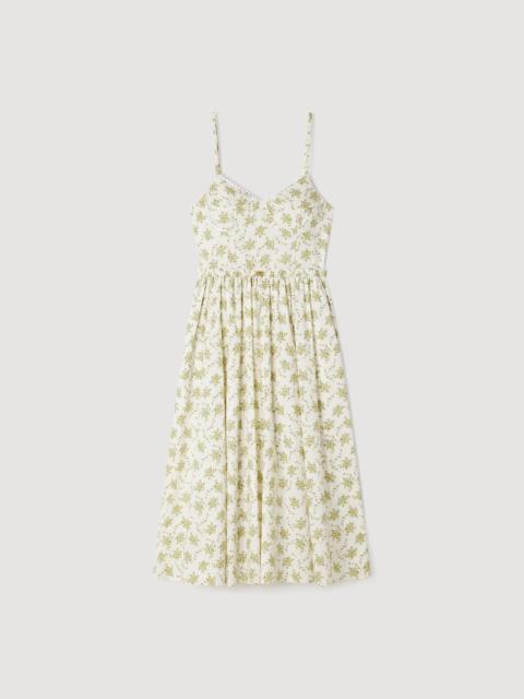 Sandro FLORAL MIDI DRESS WITH STRAPS