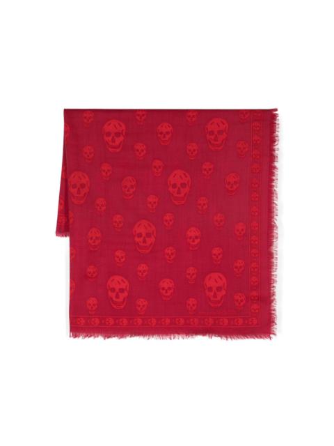 Skull print frayed scarf