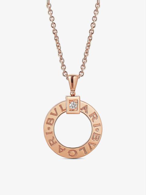 BVLGARI BVLGARI 18ct rose-gold and 0.07ct round-cut diamond pendant necklace