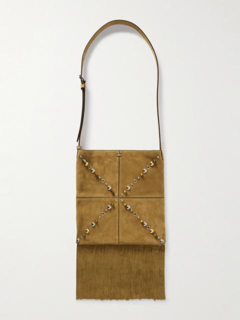 Valentino Nellcote Fringed Studded Suede Shoulder Bag