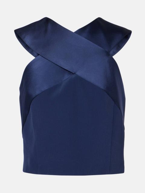 Balmain satin-trim top