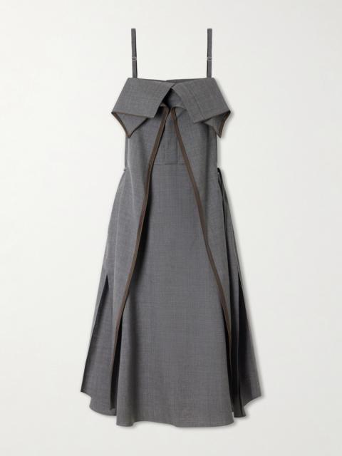 sacai Pleated Ruffled Wool Midi Dress