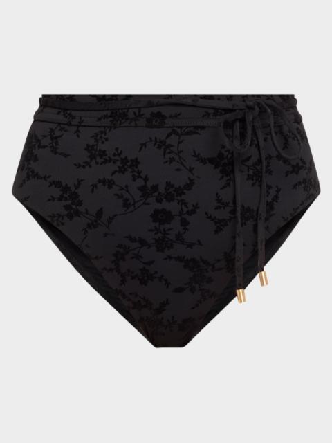 Zimmermann Wylie Textured High-Waist Bikini Bottoms