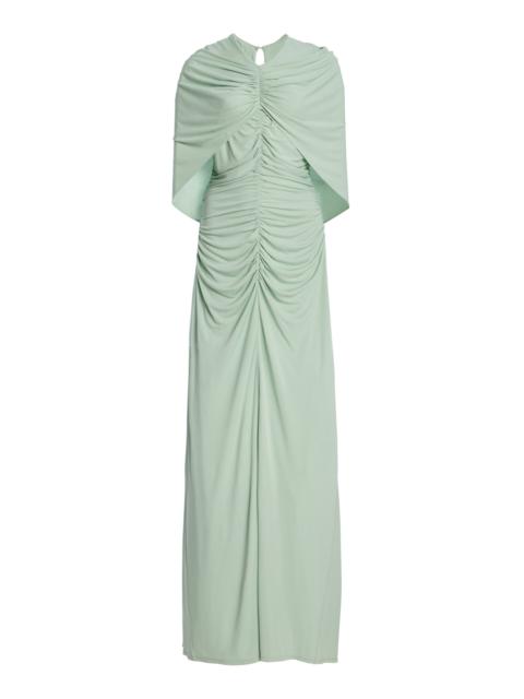 KALLMEYER Matilda Ruched Jersey Cape Gown green