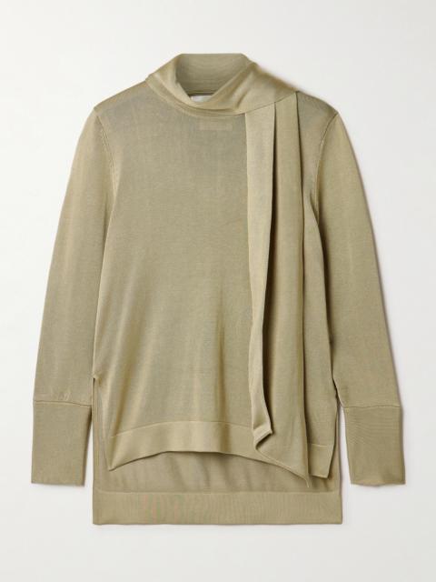 GALVAN Ida Scarf-detailed Metallic Jersey Top