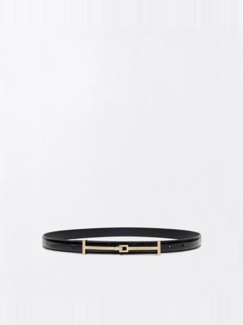 TOM FORD TUMBLED PRINTED CROCODILE LEATHER ARC BELT